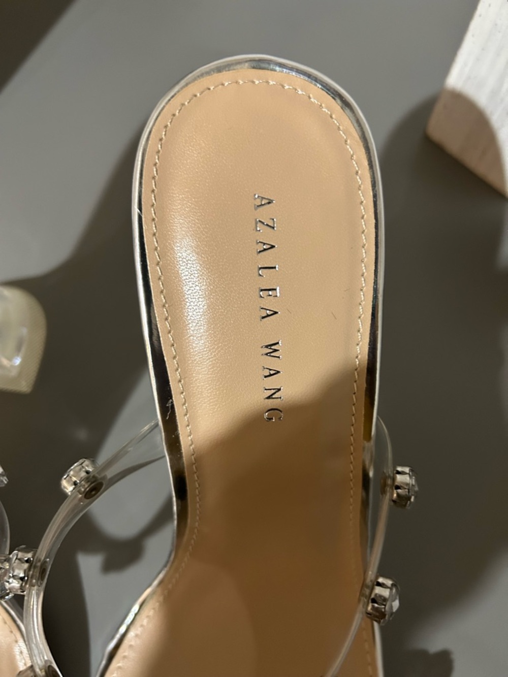 Clear PVC Block Heel Sandals in Nude - Picture 2 of 5